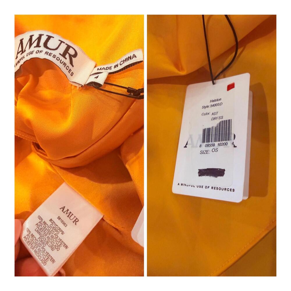 AMUR Leena Cami Satin Slip Pleated Ruffle Midi Dress NWT - Picture 3 of 12